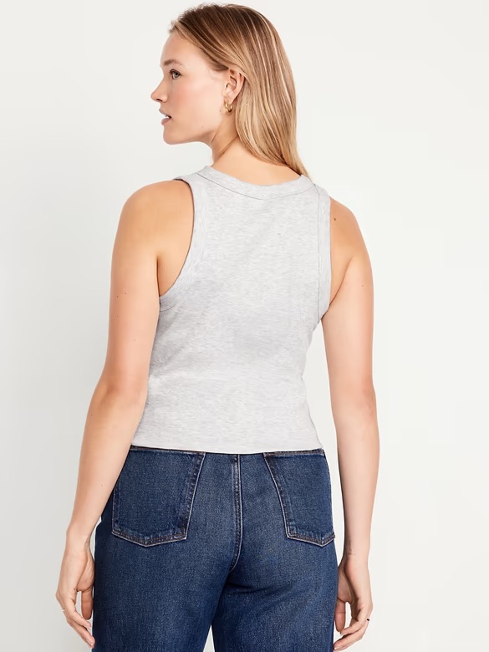 Old Navy Snug Rib-Knit Crop Tank Top- Light Gray Heather- XXL TALL - Picture 3 of 10